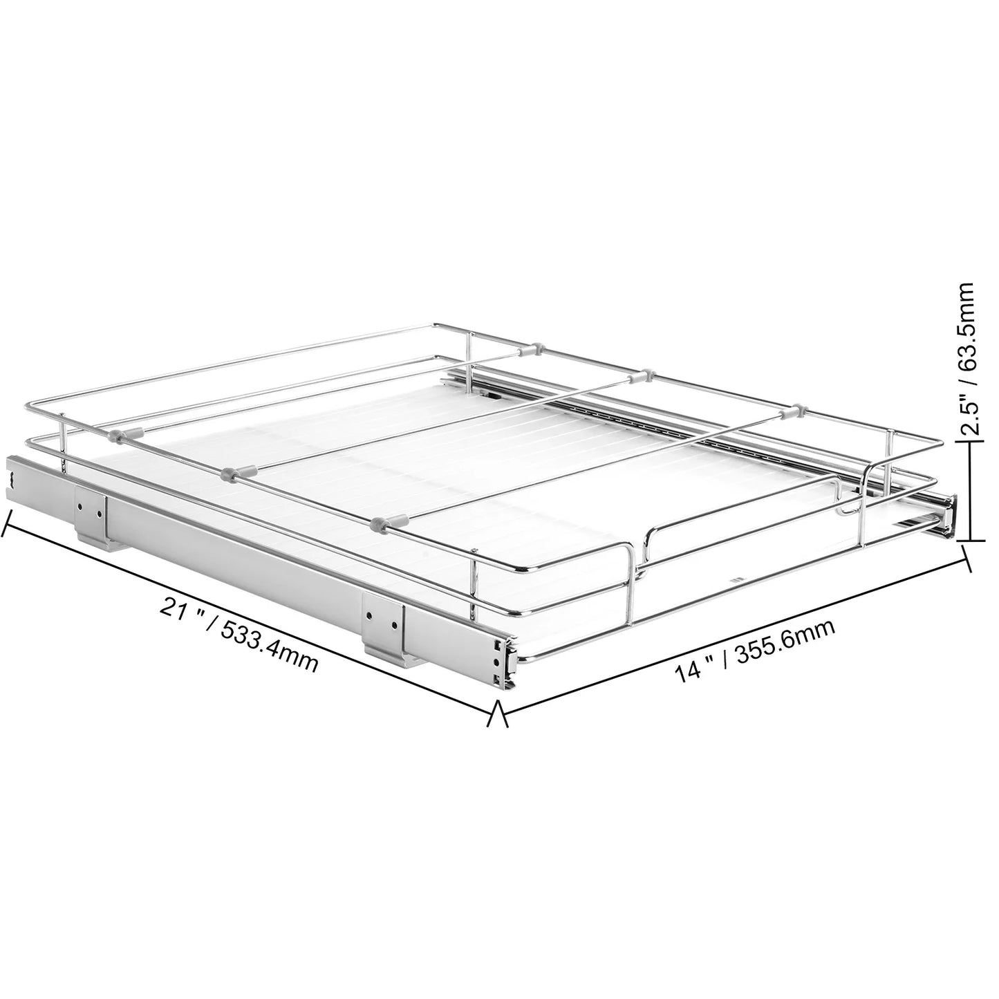 VEVOR Pull Out Cabinet Organizer, Chrome-Plated Steel Roll Out Drawers, Sliding Drawer Storage for Inside Kitchen Cabinet