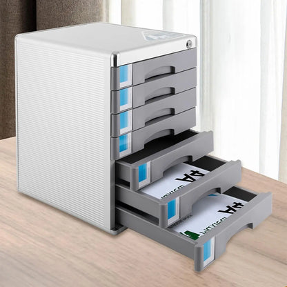 Desk Organizer 7 Drawers, Metal Desktop Storage Cabinet File Holder with Locks and Keys, Filing Case Literature for Office Home