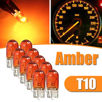 10pcs Car T10 Halogen Bulbs - 3W 194 158 Wedges 12V White Auto Lamp Set