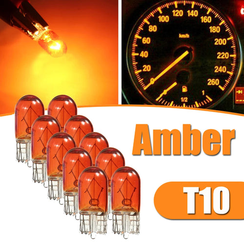 10pcs Car T10 Halogen Bulbs - 3W 194 158 Wedges 12V White Auto Lamp Set