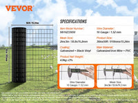 VEVOR Hardware Cloth Galvanized Wire Mesh Roll Vinyl Coating Metal Wire Mesh for Chicken Coop Barrier Poultry Enclosures Black