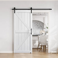 36in x 84in Sliding Barn Door and 6.6FT Hardware Kit Included, White Interior Slide Door Slab Covered with PVC Surface