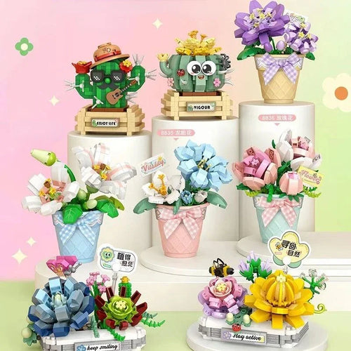 LOZ Flower Bouquet Building Blocks Kit DIY Flowers Block Toys Set Valentine's Day Rose Bricks Set Gift for Girls Friends adults