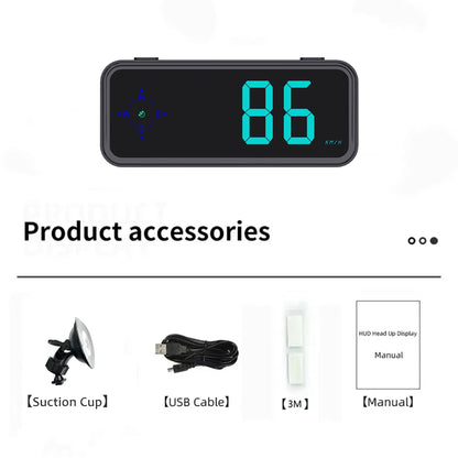 Car Head-up Display with Compass Colorful LED Display Speed MPH KMH Meter Plug and Play GPS HUD Car Electronics Accessories