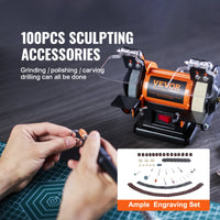 VEVOR 3in Jewelry Polisher Buffer Brushless Adjustable Speed Mini Multi-purpose Bench Grinder Polishing Machine for Gemstones