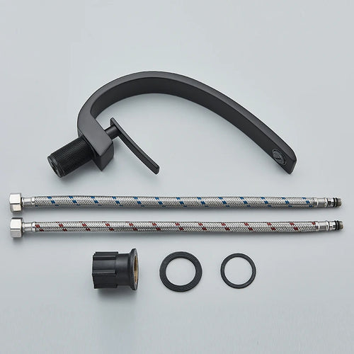 Luxury Brass Basin Faucet Deck Mounted Black Hot Cold Water Bathroom Basin Wash Mixer Tap Single Hole For Bathroom