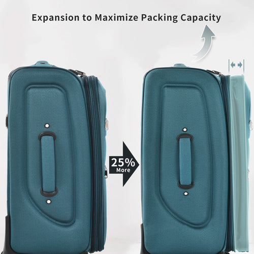 Softside Luggage Expandable 3 Piece Set Suitcase Upright Spinner Softshell Lightweight Luggage Travel Set