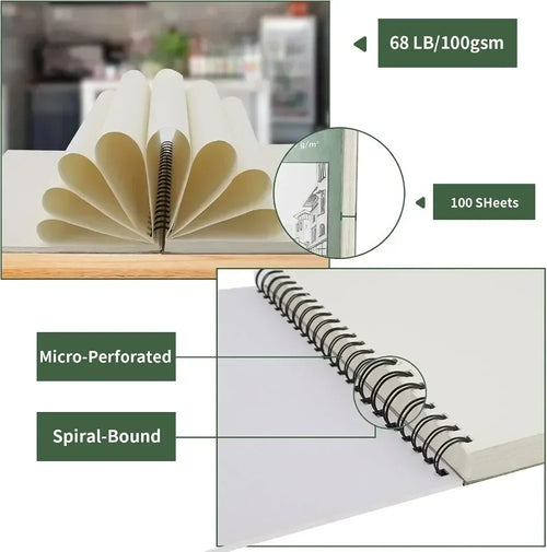 9 x 12 Sketchbook, 68 lb/100g SM Sketchbook 100 spiral-bound acid-free drawing paper with hard cover art paper