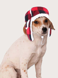 1pc-Make your dog comfortable and fashionable this winter: plaid hat, windproof and warm