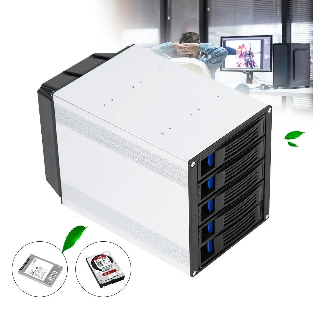 5 Bays SATA SAS D Drive Bay Hard Drive Disk Case Enclosure 2.5"/3.5" Hard Drive Enclosure
