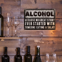 Putuo Decor 1PC Alcohol Metal Signs Funny Plaque Tin Wall Art Poster Plate for Bar Kitchen Man Cave Decor, 7.8 X 11.8 Inches