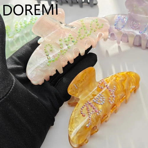 DOREMI Crystal Custom Hairpins Letter Shining One Side Customized Name Hair Clip Shark Clip