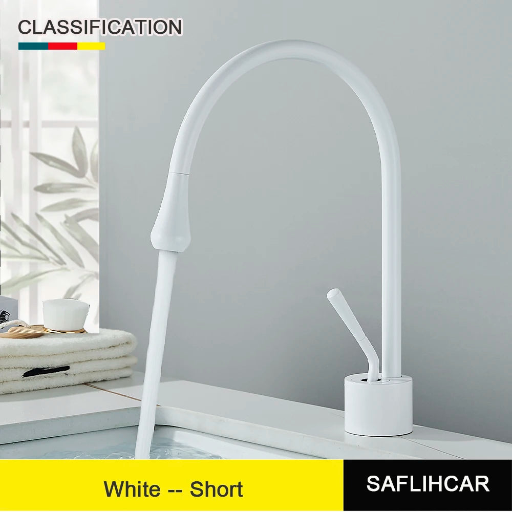 Brushed Gold Basin Faucet Black Faucet Deck Mounted Basin Sink Tap Hot & Cold Mixer Brass Tap for Bathroom