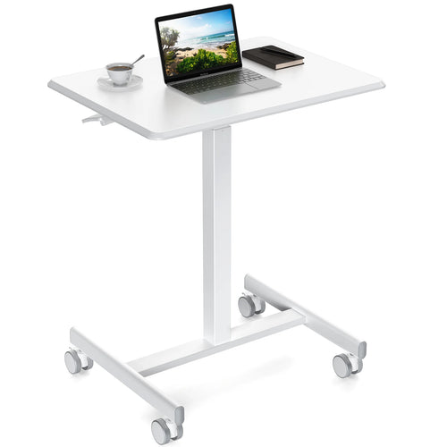 JHK Portable Computer Desk Laptop Height Adjustable Table Mobile Sitting Workstation Lockable Wheels Suitable For Work Learning