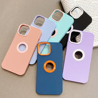 DIY Luxury Soft Silicone Logo Hole Phone Case For iPhone XR like 12,13 Candy Color Cover for iPhone 11 to 13Pro 14 15 16 Pro