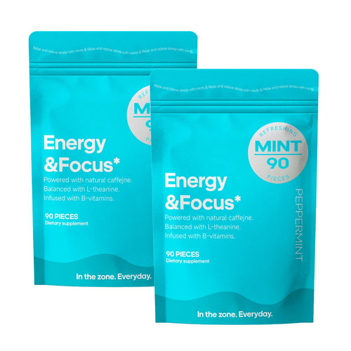 Energy Caffeine Mints (90 Pieces) - Sugar Free with L-theanine + Natural Caffeine + Vitamin B12 & B6 - Nootropic Energy & Focus