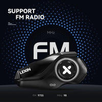 New Lexin G2 Motorcycle Intercom Helmet Bluetooth Headsets,Handsfree Communicator Up to 6 Riders Interphone with FM Radio