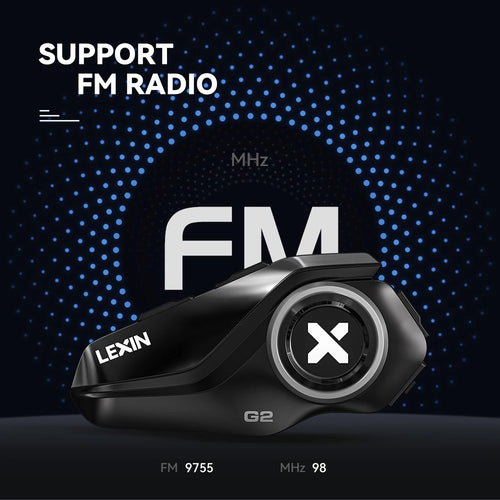 New Lexin G2 Motorcycle Intercom Helmet Bluetooth Headsets,Handsfree Communicator Up to 6 Riders Interphone with FM Radio