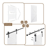 36in x 84in Sliding Barn Door and 6.6FT Hardware Kit Included, White Interior Slide Door Slab Covered with PVC Surface