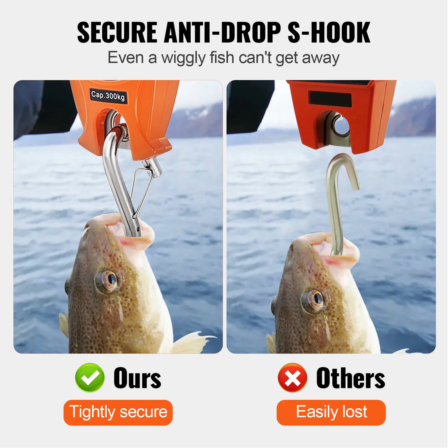 VEVOR 300/400 kg Digital Crane Scale Industrial Hanging Scale Handheld Mini Crane with Hooks Screen for Outdoor Fishing Garage