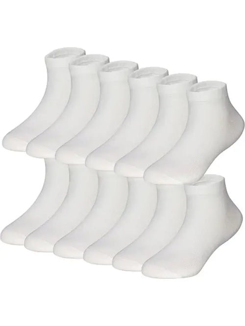 6 Pairs of White, Breathable Sports and Leisure Cotton Socks for Men's Sizes 36 - 42