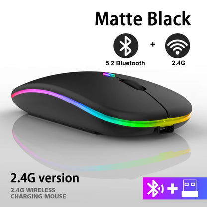 Wireless Bluetooth Mouse RGB Rechargeable Mice Wireless Computer Mause LED Backlit Ergonomic Gaming Mouse for Laptop PC 3600DPI