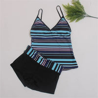 Summer Women'S Swimming Suit Ladies Striped Sleeveless Swimwear Two Piece Swimsuit With Shorts Bathing Suit Fashion Beachwear
