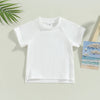 Kids Cotton Short Sleeve T-shirt Summer Casual Loose Fit Solid Color O Neck Tee for Toddler Girls and Boys