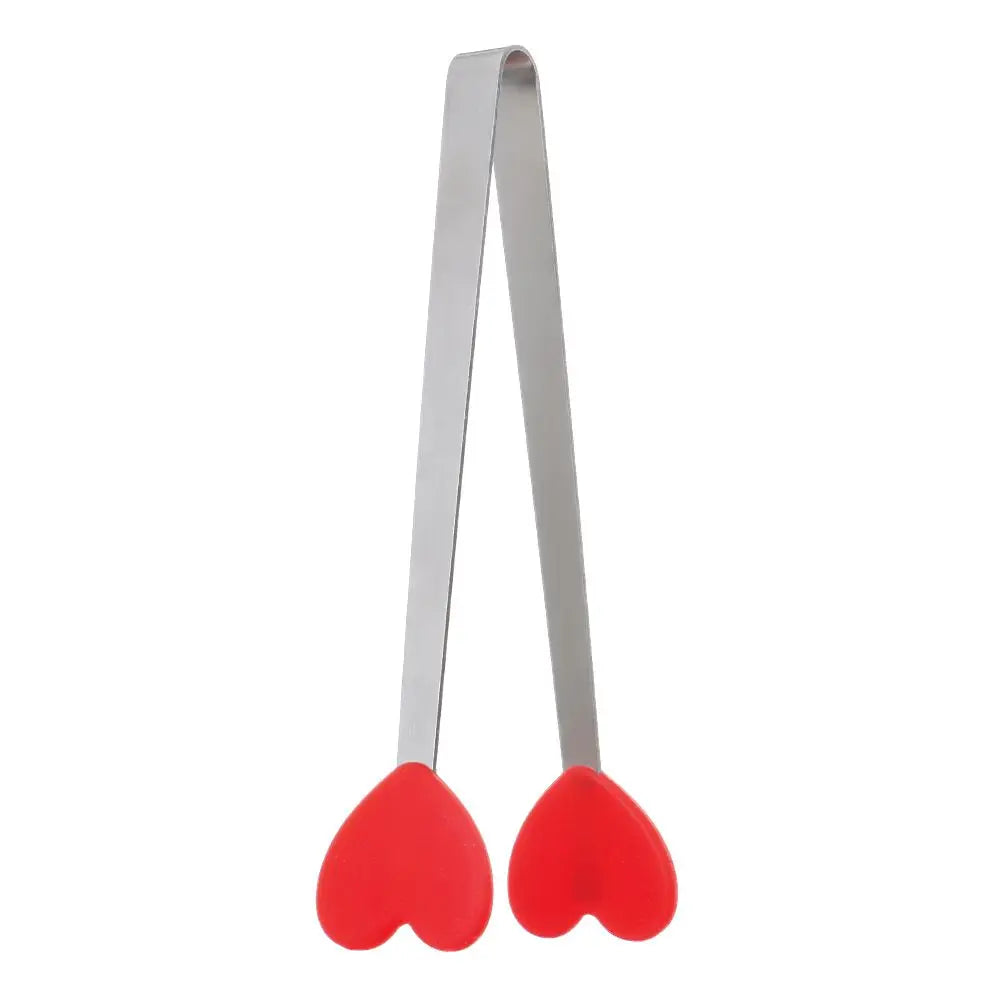 Creative Silicone Stainless Steel Mini Snack Food Tongs Non-slip Handles BBQ Bread Ice Cube Clip Kitchen Accessories BBQ