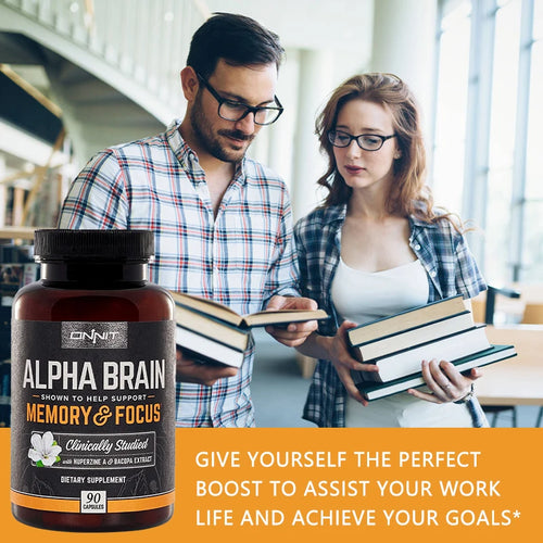 ONNIT Alpha Brain - Premium Nootropic Brain Supplement - Good for Focus, Concentration and Memory - 90 Capsules
