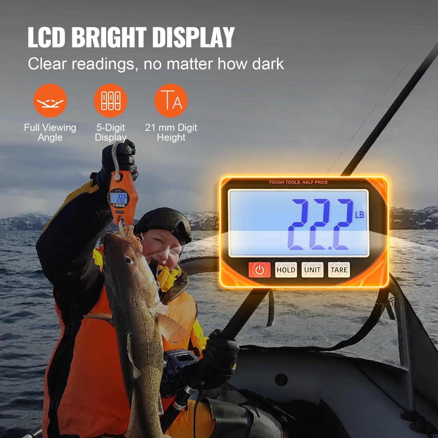 VEVOR 300/400 kg Digital Crane Scale Industrial Hanging Scale Handheld Mini Crane with Hooks Screen for Outdoor Fishing Garage