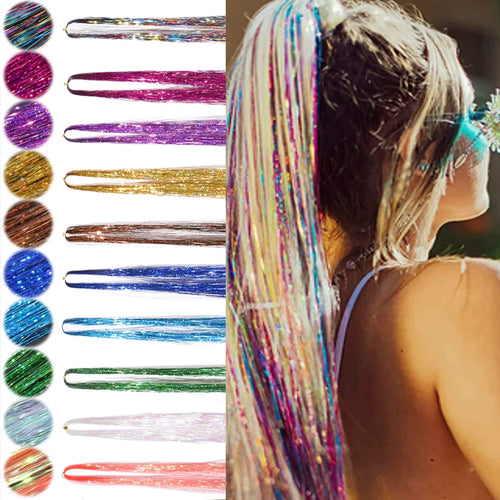 1PC Glitter Tinsel Shiny Fairy Hair Tinsel Sparkling Tinsel for Women Girls Hair Accessories for Cosplay Party