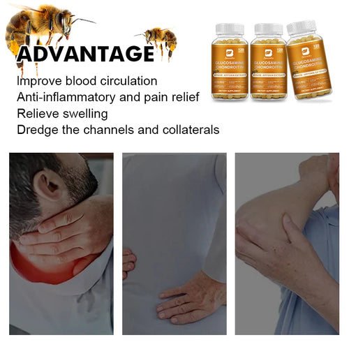 BEWORTHS Glucosamine Chondroitin Bee Venom Extract Capsules for Relieve Joint & Knee Pain Relieve Discomfort of Bones and Joint