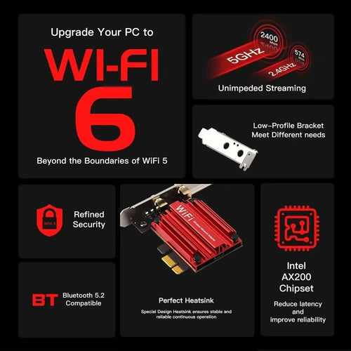 WiFi 6 AX200NGW AX3000 Dual Band WiFi Adapter Bluetooth 5.2 Wireless Network Card 802.11AC PCIE Adapter 2.4G 5Ghz For Desktop