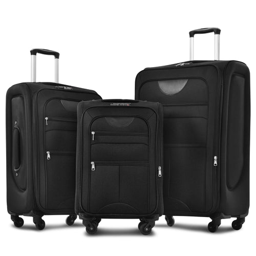 Softside Luggage Expandable 3 Piece Set Suitcase Upright Spinner Softshell Lightweight Luggage Travel Set