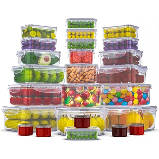 50 Pcs Large Food Storage Containers with Lids Airtight-85 OZ to small Containers-Total 526OZ Stackable Kitchen Set -BPA Free