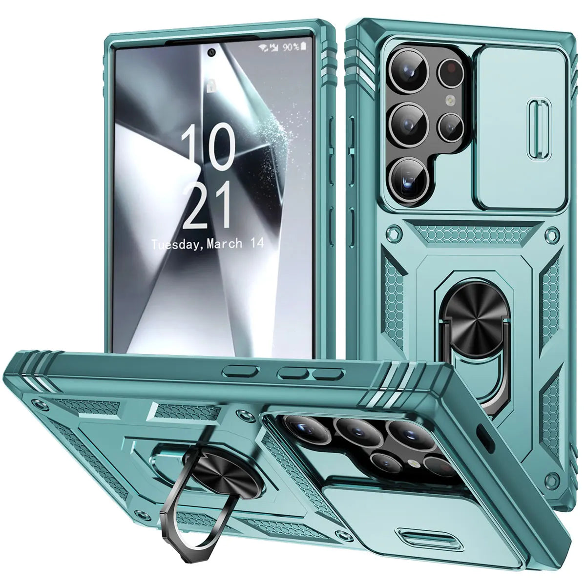 For Samsung Galaxy S24/S24+/S24 Ultra 5G Phone Case Hybrid Ring Kickstand Card Slot Camera Protection Hard Shockproof Cover