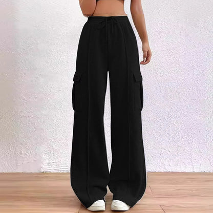 Women'S Autumn/Winter Sweatpants High Waisted Loose Wide Leg Pants Street Style Casual Workout Joggers Straight Crotch Trousers