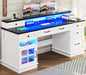Executive Desk with File Drawer, Computer Desk with Monitor Stand, Home Office Desk with Drawers & Storage Cabinet