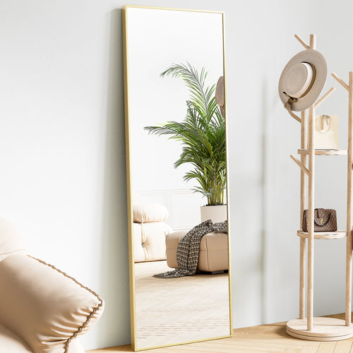 JHK 64"x21" Full Body Wall Mirror Standing Hanging or Leaning Wall-Mounted Mirrors with Stand Aluminum Alloy Frame Living Room