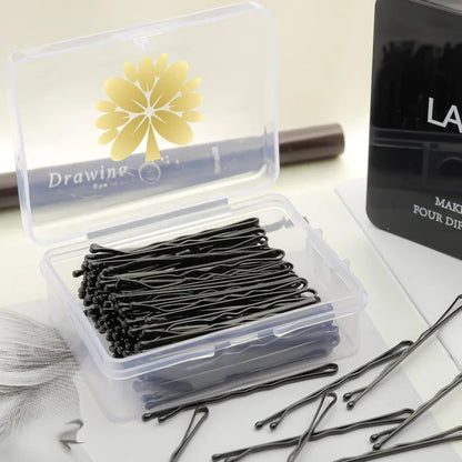 100PCS 2Inches Hair Pins Kit Secure Hold Bobby Pins Clips for Women Girls and Hairdressing Salon With Clear Storage Box(Black)