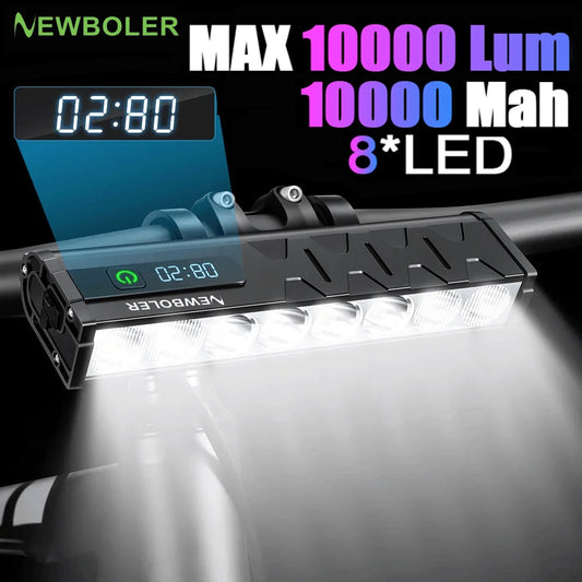 NEWBOLER Велосипедний ліхтар передній 10000 люмен Велосипедний ліхтар 10000 мАг Водонепроникний ліхтарик USB-зарядка Аксесуари для гірських велосипедних шосейних ліхтарів
