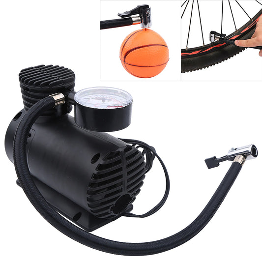 12V 300PSI Portable Mini Air Compressor Tire Infaltor Pump with Pressure Detector For Bicycles Tires Soccer Basketball Balloons