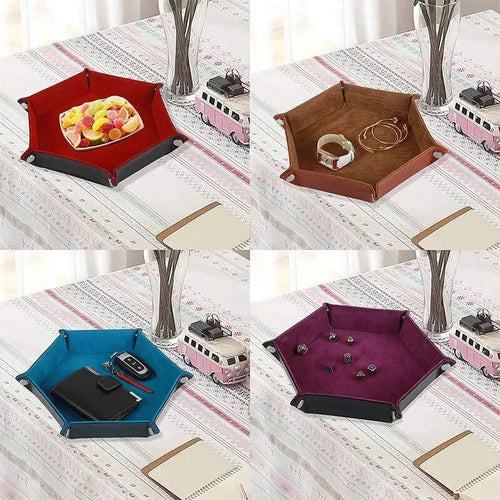 1pc Hexagonal Dice Tray and Miscellaneous Storage Box Board Game Dice Tray Accessories Leather Dice Tower EzBuyCo