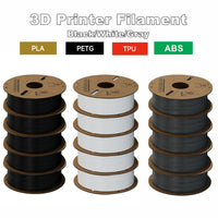 KINGROON 3D Printer Filament PLA PETG TPU ABS 5KG Bundle Black White Gray 1.75mm No bubbles Plastic 5 roll 1kg , Random Spool