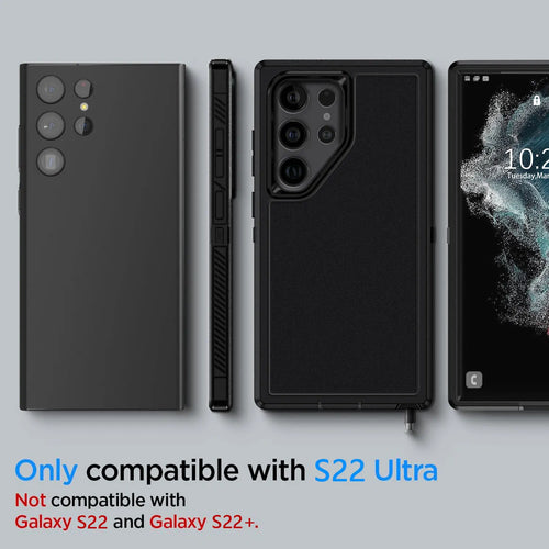 For Samsung Galaxy S22 Ultra 5G Dual Layer Case Slim Thin Hybrid Rugged Hard Shockproof Phone Cover Black