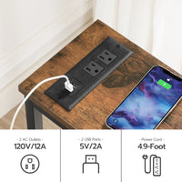 Narrow Console Table with Power Outlets, 44.9-Inch Sofa Table, Slim Behind Couch Table, Entryway Display Shelf, for Living Room,