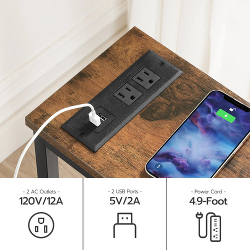 Narrow Console Table with Power Outlets, 44.9-Inch Sofa Table, Slim Behind Couch Table, Entryway Display Shelf, for Living Room,