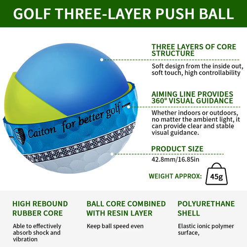 Caiton 6/3pcs golf ball, three-layer PU putter ball, 360° aiming line putter ball, making your putt more accurate and stable