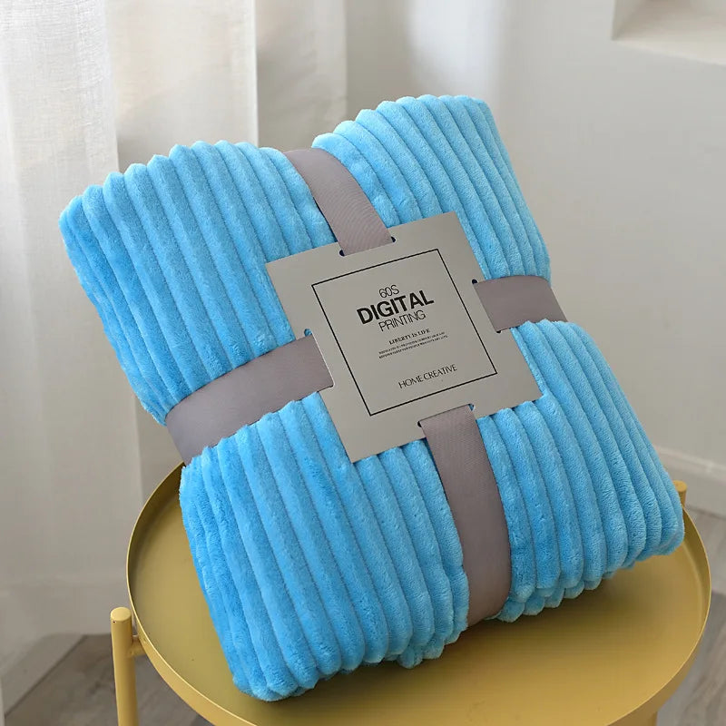 Winter Flannel Blankets For Beds Solid Coral Fleece Faux Fur Throw Coverlet Sofa Cover Bedspread Soft Fluffy Plaid Blankets